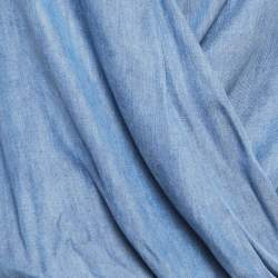 Pre Owned بلوزة سي اتش كارولينا هيريرا بلوزة ليوسيل أزرق برقبة عميقة مقاس صغير - اكسس مول