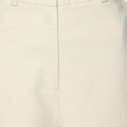 CH Carolina Herrera Cream Stretch Cotton Wide Leg Capri Pants S
