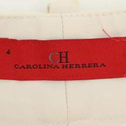 CH Carolina Herrera Cream Stretch Cotton Wide Leg Capri Pants S