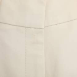 CH Carolina Herrera Cream Stretch Cotton Wide Leg Capri Pants S