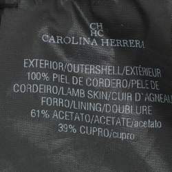 CH Carolina Herrera Black Lambskin Leather Wide Leg Capri Pants M