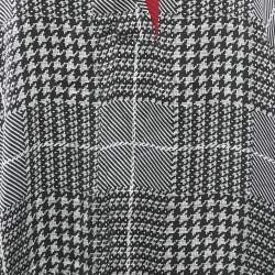 CH Carolina Herrera Black Houndstooth Print Satin Loose Fit Blouse XS