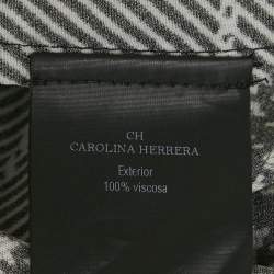 CH Carolina Herrera Black Houndstooth Print Satin Loose Fit Blouse XS