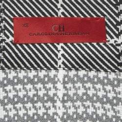 CH Carolina Herrera Black Houndstooth Print Satin Loose Fit Blouse XS