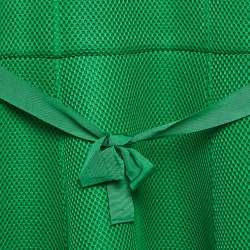 Pre Owned CH Carolina Herrera Green Mesh Bow Detail Sleeves Midi Dress L 