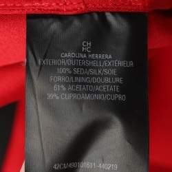 Carolina Herrera Red Silk Pleated Maxi Skirt S