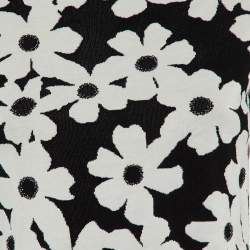 Pre Owned CH Carolina Herrera Monochrome Floral Jacquard Knit Top XXS