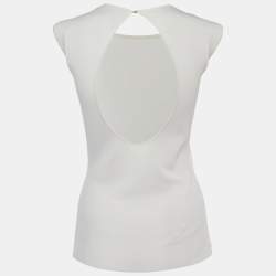 CH Carolina Herrera Off White Knit Open Back Top XS