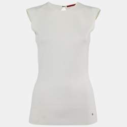 CH Carolina Herrera Off White Knit Open Back Top XS
