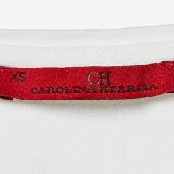Pre Owned CH Carolina Herrera White CH Embroidered Cotton T-Shirt XS