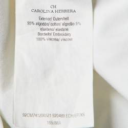 Pre Owned CH Carolina Herrera White CH Embroidered Cotton T-Shirt XS