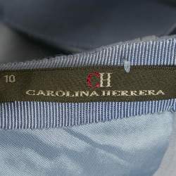 Pre Owned CH Carolina Herrera Blue Silk Halter Neck Pleated Maxi Dress M