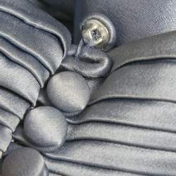 Pre Owned CH Carolina Herrera Blue Silk Halter Neck Pleated Maxi Dress M