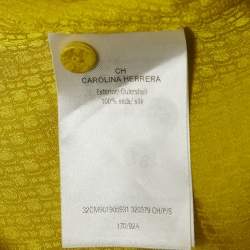 Pre Owned CH Carolina Herrera Yellow Monogram Jacquard Silk Short Dress S