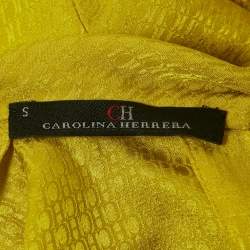 Pre Owned CH Carolina Herrera Yellow Monogram Jacquard Silk Short Dress S