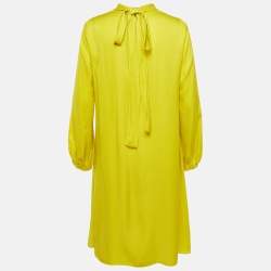 Pre Owned CH Carolina Herrera Yellow Monogram Jacquard Silk Short Dress S