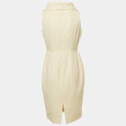 Pre Owned CH Carolina Herrera Yellow Floral Jacquard Cotton Mini Dress M