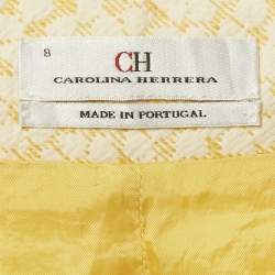 Pre Owned CH Carolina Herrera Yellow Floral Jacquard Cotton Mini Dress M