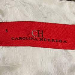 Pre Owned CH Carolina Herrera White Patterned Jacquard Sleeveless Midi Dress M