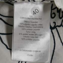 Pre Owned CH Carolina Herrera White Floral Embroidered Cotton Belted Midi Dress M