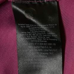 Pre Owned CH Carolina Herrera Purple Polka Dots Silk Tiered Midi Dress L