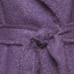 Pre Owned CH Carolina Herrera Purple Wool Blend Tweed Belted Mid-Length Coat M