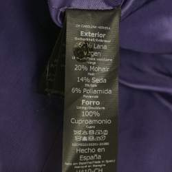 Pre Owned CH Carolina Herrera Purple Wool Blend Tweed Belted Mid-Length Coat M