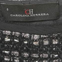 Pre Owned CH Carolina Herrera Black Lurex Tweed Raw Edge Short Dress M