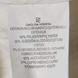 Pre Owned فستان سي أتش كارولينا هيريرا أبيض منقوش جاكارد بلا أكمام قصير كبير