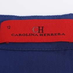 Pre Owned CH Carolina Herrera Blue Satin Ruffle Tops L