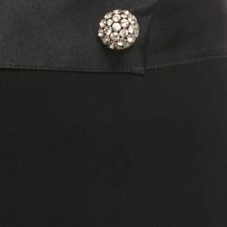 Pre Owned CH Carolina Herrera Black Crepe Brooch Detailed Flared Trousers S
