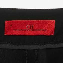 Pre Owned CH Carolina Herrera Black Crepe Brooch Detailed Flared Trousers S