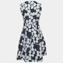 مملوكة مسبقًا CH Carolina Herrera Navy Blue Floral Jacquard Flared Short Dress M
