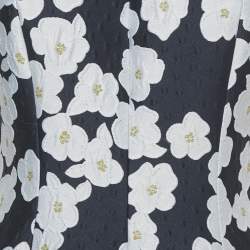 مملوكة مسبقًا CH Carolina Herrera Navy Blue Floral Jacquard Flared Short Dress M
