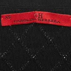 Pre Owned CH Carolina Herrera Black Diamond Knit Top XS