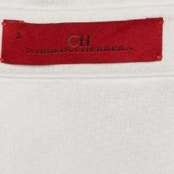 Pre Owned CH Carolina Herrera White Logo Patterned Cotton Shirt M 