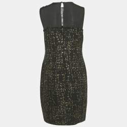 Pre Owned CH Carolina Herrera Black Tweed Sheath Dress L