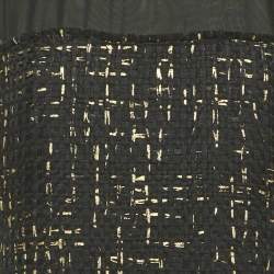 Pre Owned CH Carolina Herrera Black Tweed Sheath Dress L