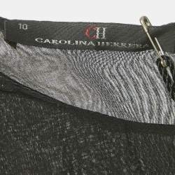 Pre Owned CH Carolina Herrera Black Tweed Sheath Dress L