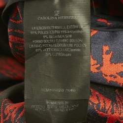 Pre Owned CH Carolina Herrera Blue/Red Floral Jacquard Pleated Short Skirt S