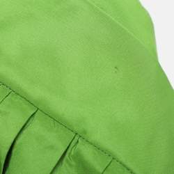 Pre Owned CH Carolina Herrera Green Satin Pleated Belted Maxi Skirt M