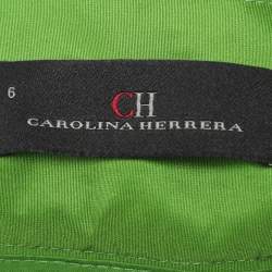 Pre Owned CH Carolina Herrera Green Satin Pleated Belted Maxi Skirt M
