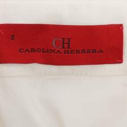 Pre Owned توب سي إتش كارولينا هيريرا نايلون كريمي بأكمام طويلة مقاس متوسط - ميديوم