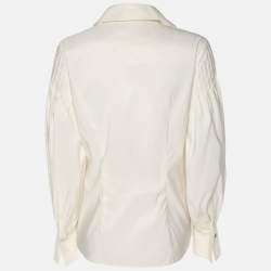 Pre Owned توب سي إتش كارولينا هيريرا نايلون كريمي بأكمام طويلة مقاس متوسط - ميديوم