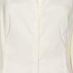 Pre Owned توب سي إتش كارولينا هيريرا نايلون كريمي بأكمام طويلة مقاس متوسط - ميديوم