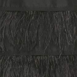 Pre Owned CH Carolina Herrera Black Silk and Cotton Feather Detail Knee-Length Skirt S