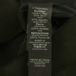 Pre Owned CH Carolina Herrera Black Silk and Cotton Feather Detail Knee-Length Skirt S