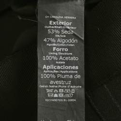 Pre Owned CH Carolina Herrera Black Silk and Cotton Feather Detail Knee-Length Skirt S