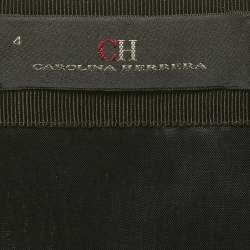 Pre Owned CH Carolina Herrera Black Silk and Cotton Feather Detail Knee-Length Skirt S