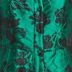مملوكة مسبقًا CH Carolina Herrera Green Floral Jacquard Button Front Midi Dress M
